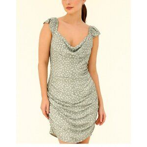 Princess Polly PolkaDot Ruched Dress~Women’s Size 8 Floral Cottage-core Bodycon